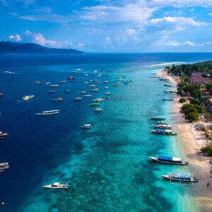 aerial view of boats on sea during daytime